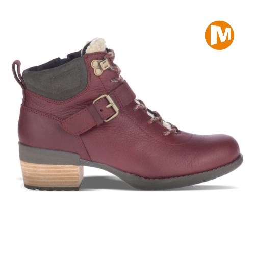 Merrell Shiloh II Lace Waterproof Womens Boots Maroon UK.MZNV